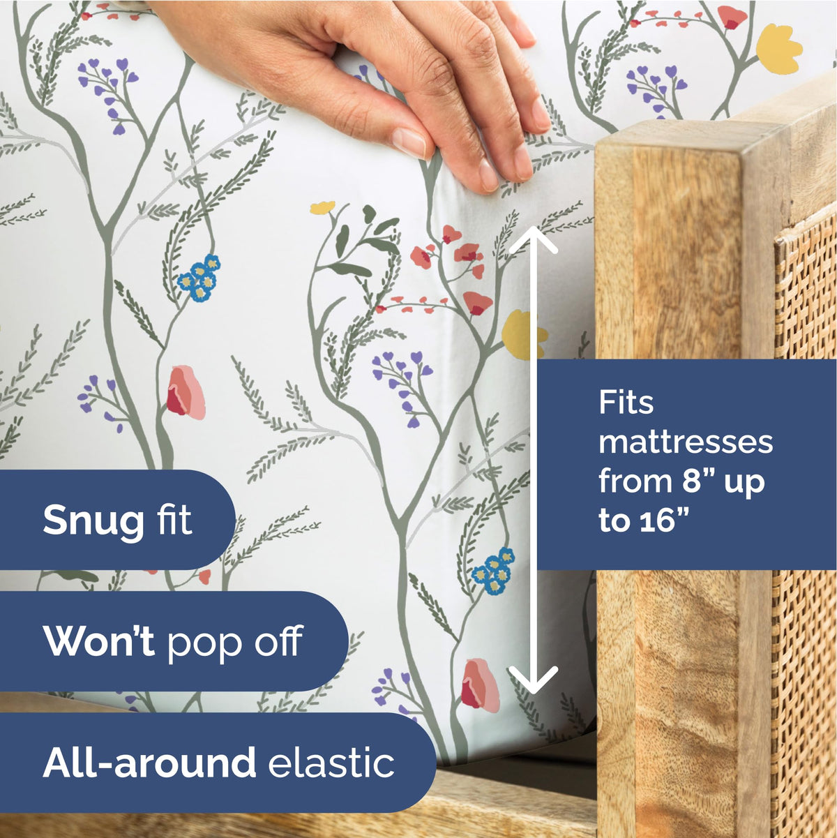 Floral Sheets - Boho King Bed Sheet Set - 1 Flat, 1 Fitted & 2 Pillowcases w/ Deep Pockets - Comfy, Wrinkle & Fade-Free - Boho Botanical Bedding - Ultra-Soft, Breathable and Cooling - King Size Set