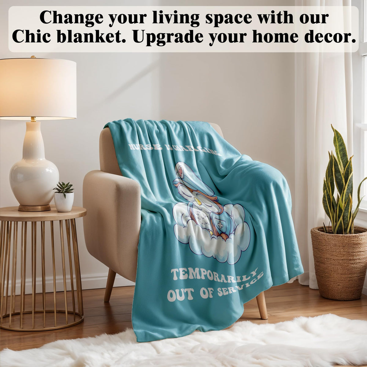 VRW Appreciation Nurses Gift, Funny Owl Nurse in Charging Throw Blanket, Nurse Week Appreciation Gifts for Women Teacher Student Graduation Birthday, 50x60 Inches