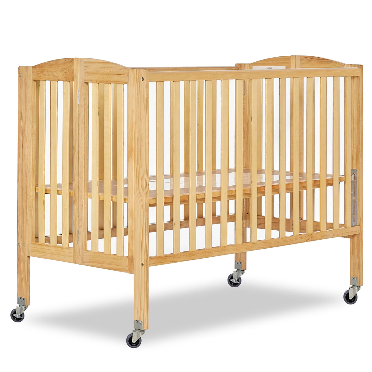 Dream On Me Folding Full Size Convenience Baby Crib with Durable Metal Wheels, Portable Space-Saving Design, 2 Adjustable Heights, Easy Fold Flat Storage, GREENGUARD Gold & BSA Certified, Natural