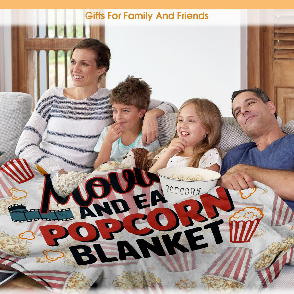 Hohoto Movies Popcorn Throw Blanket Gifts for Adult Kids, Movie Theater Cinema Home Room Decor for Women Men,Blanket for Bed Sofa Couch 50"x60"