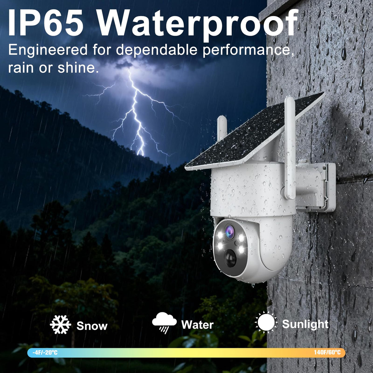 CUUKSHKN 4G LTE Cellular Security Camera Outdoor Wireless，365-Day Free Unlimited Data,No WiFi Security Camera Solar Powered,2K 360°Viewing,Color Night Vision,PIR Motion Sensor, 64GB SD Card Included