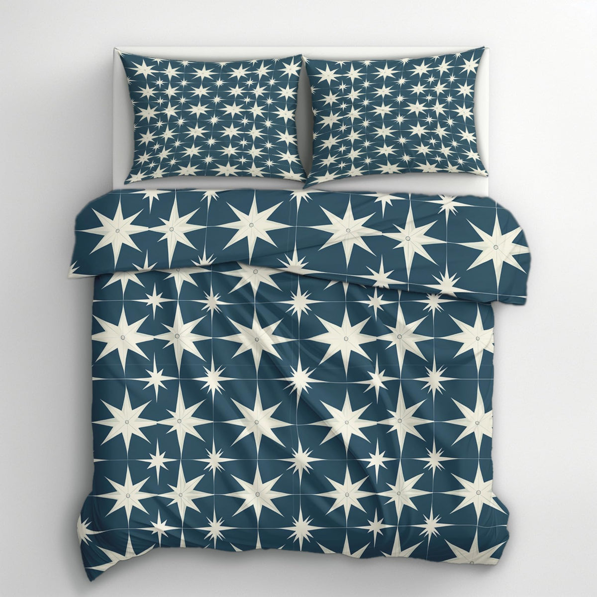 zcwl Mid Century Modern Duvet Cover Queen Size | 50S Retro Abstract Bedding Set | 3 Piece | Soft Microfiber Patterned Comforter Cover with Zipper Ties & 2 Pillowcases | Starburst Bedroom Decor