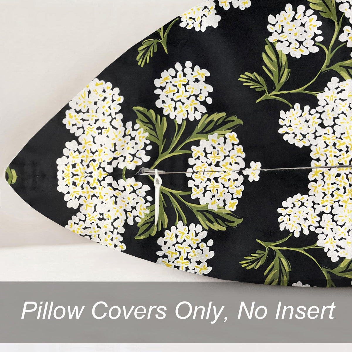 RYSMIYOU Decorative Throw Pillow Covers 18x18 inch Set of 2, Super Soft Black Hydrangea Print Farmhouse Pillow Cases Outdoor Pillow Covers for Couch Sofa Bed Living Room Home Decor Cushion Covers