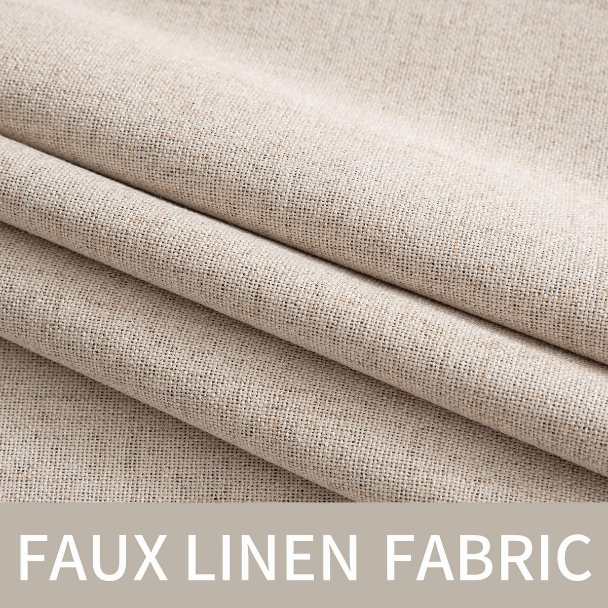 MIULEE 100% Blackout Linen Textured Curtains for Bedroom Solid Thermal Insulated Natural Beige Grommet Room Darkening Curtains & Drapes Luxury Decor for Living Room 52 x 96 Inch (2 Panels)