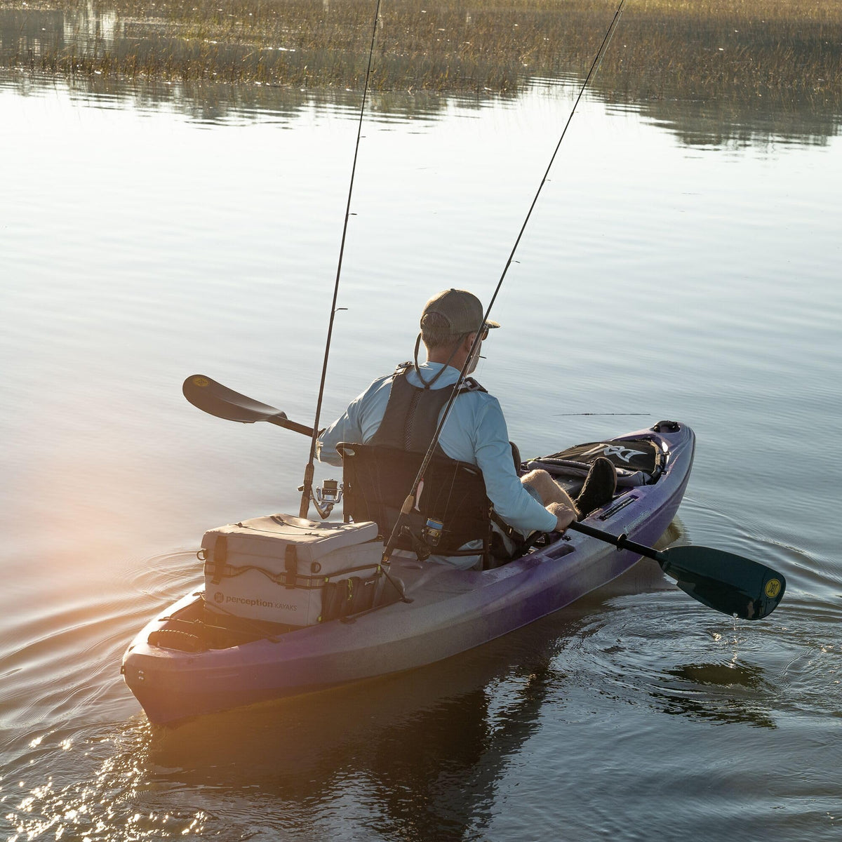 Perception - Pescador Pro 10 - Sit on Top Fishing Kayak with Adjustable Lawn Chair Seat - Large Front and Rear Storage - 10.6 ft - Purple Camo