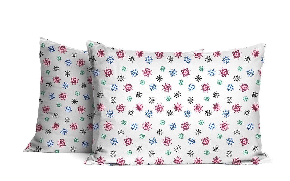Pointehaven Flannel 170 GSM Sheet Set,Queen Snow Flakes Multi