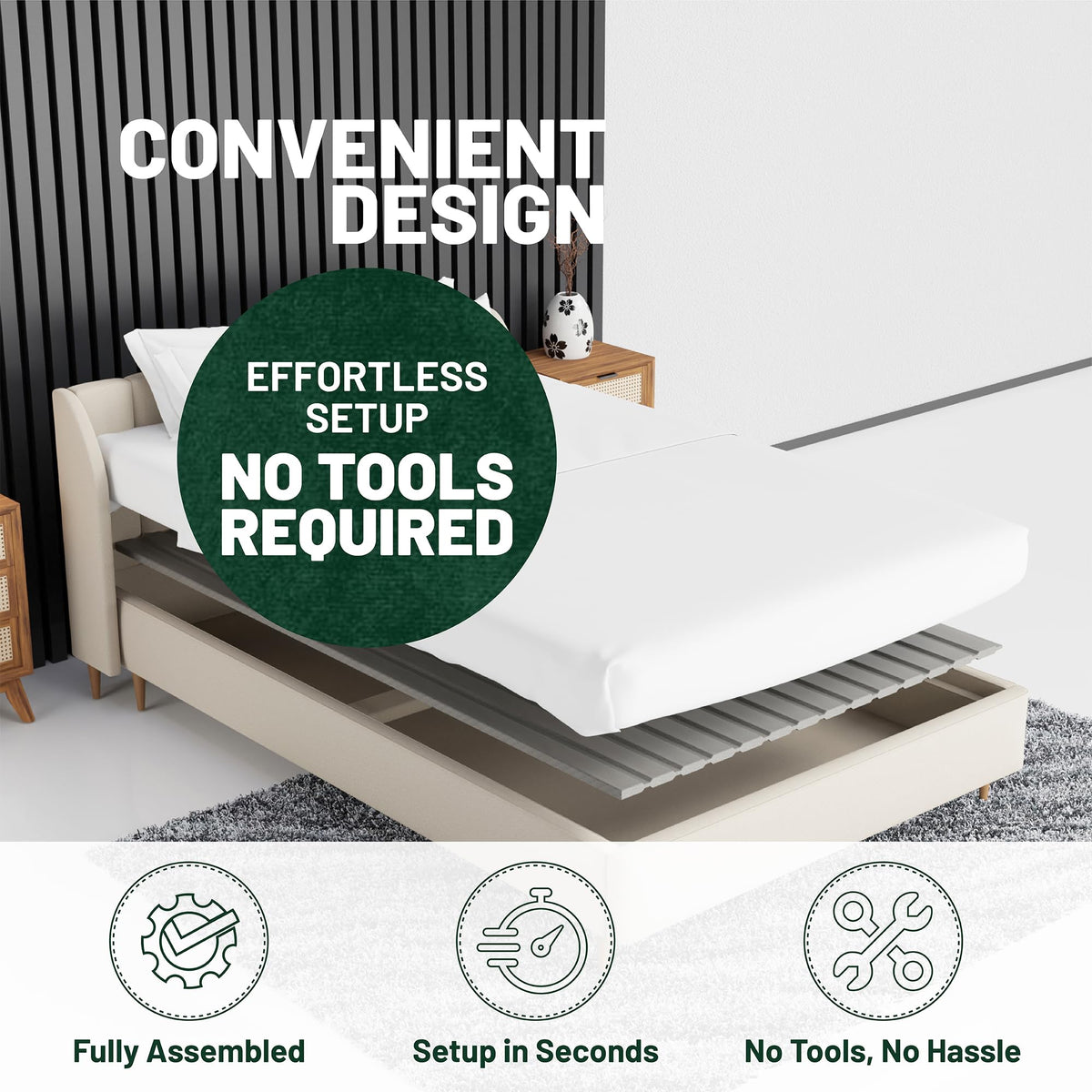 Zayton, Wooden Twin Bed Slats for Support Under Mattress with Cover – Replacement Wood Slats for Twin Size Bed Frame – Under Mattress Support Without Extra Height – 2.38-Inch Standard Width