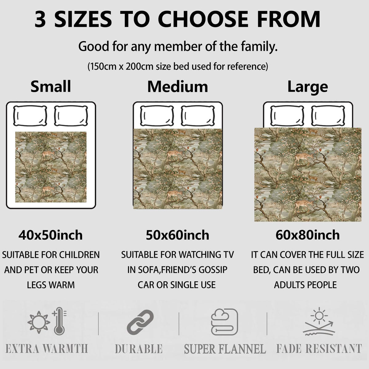 Aonimonis Deer Forest Throw Blanket Gifts for Women, Soft Fuzzy Warm Cozy Flannel Blankets for Bedroom, Travel, Couch, Home Decor 50x60 in