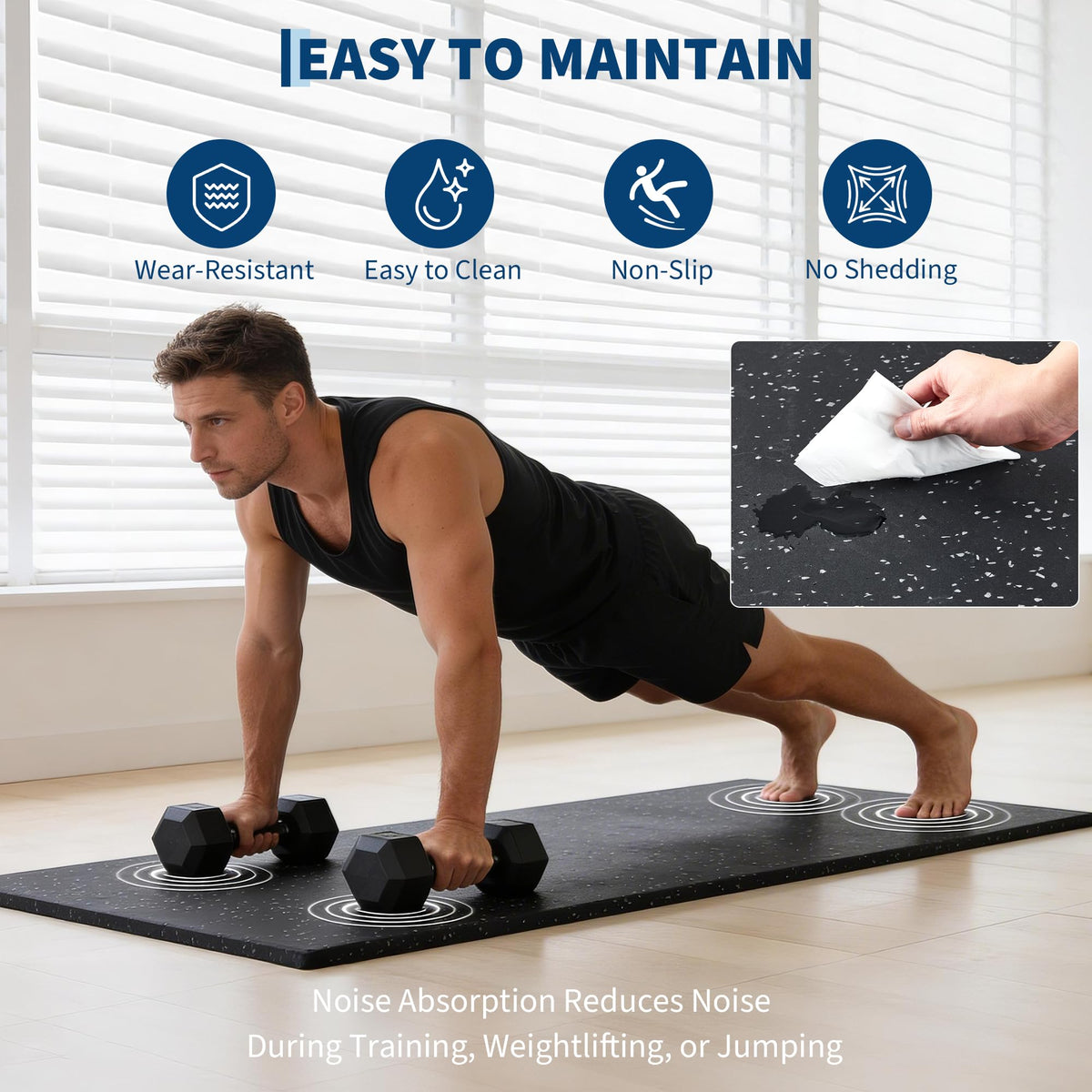 0.56" Thick 48 Sq ft Exercise Equipment Mats,12 Tiles Rubber Interlocking Puzzle Gym Flooring with High Density EVA Foam for Home Gym, Heavy Weight Workout, 24 x 24in Black/Grey