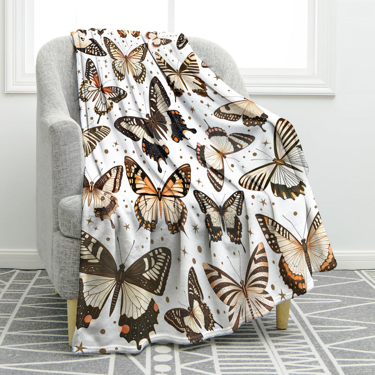 Jekeno Butterfly Gifts Blanket for Women Girls Mom Birthday Mother's Day Christmas Print Butterflies Present Decor Home Bedroom Living Room Sofa Couch Soft Cozy Plush Throw for Kids Teen Adult 50"x60"