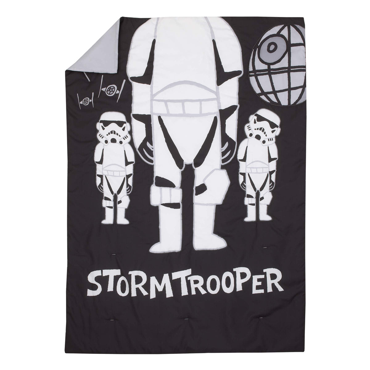 Disney Star Wars Storm Trooper Black and White 4 Piece Toddler Bed Set - Comforter, Fitted Bottom Sheet, Flat Top Sheet, and Reversible Pillowcase
