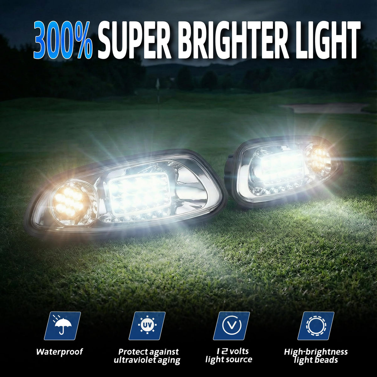 Mixopoly Golf Cart Light Kit for EZGO RXV Gas & Electric 2008-2015, 12V Street Legal Full Headlight Tail Light Kit with Turn Signal Switch, Horn Button, Hazard Flasher and Brake Pad