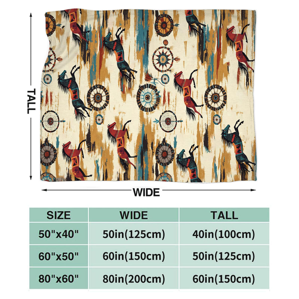 Dynova Horse Blanket Cozy Plush Western Cowboy Throw Blankets Fuzzy Flannel Fleece Cowgirl Native Gifts for Girls Boys Women Men 50"X40"