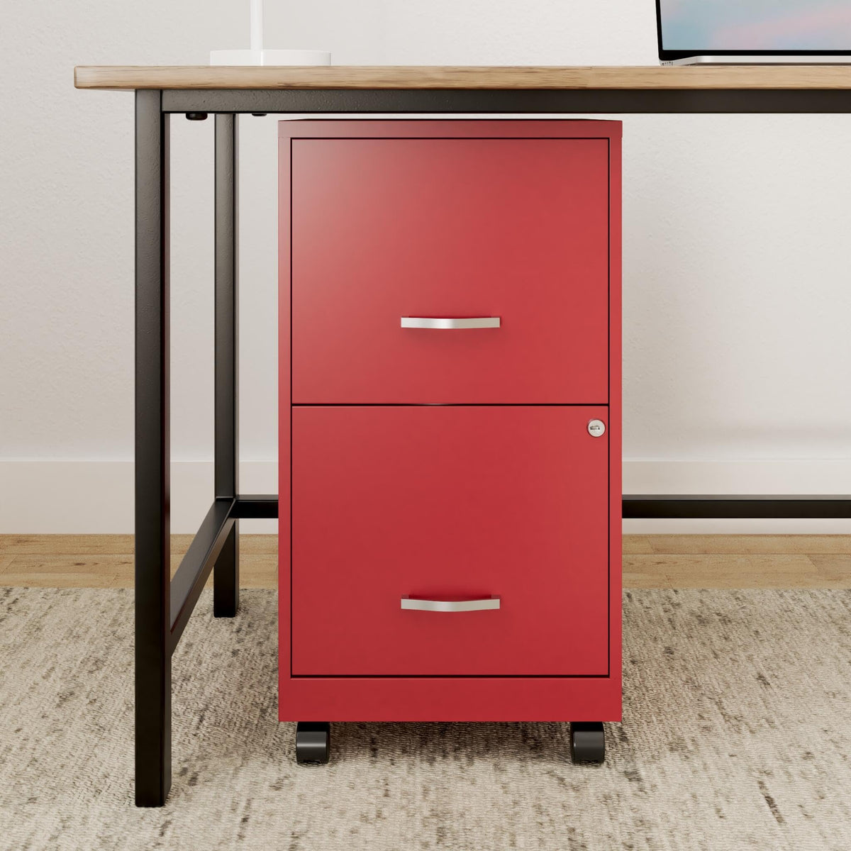 Lorell LYS SOHO File/File Mobile File Cabinet, Red
