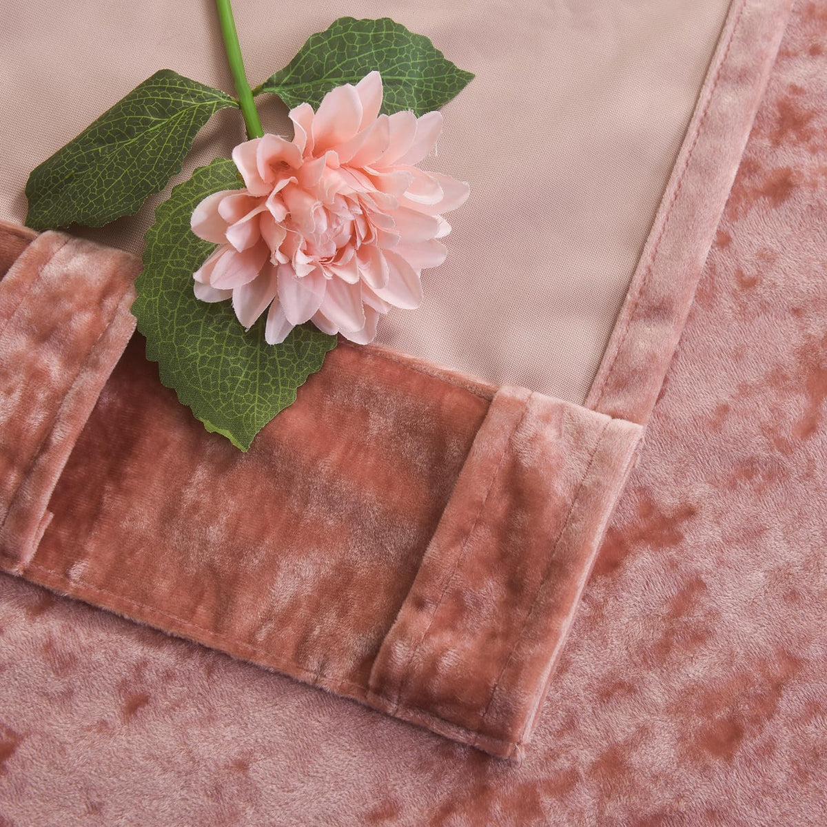 Roslynwood Crushed Luxury Velvet Blush Pink Curtains for Bedroom 84 inches Long, Thermal Insulated Window Drapes Back Tab for Living Room/Dining Room, W52 x L84, 2 Panels
