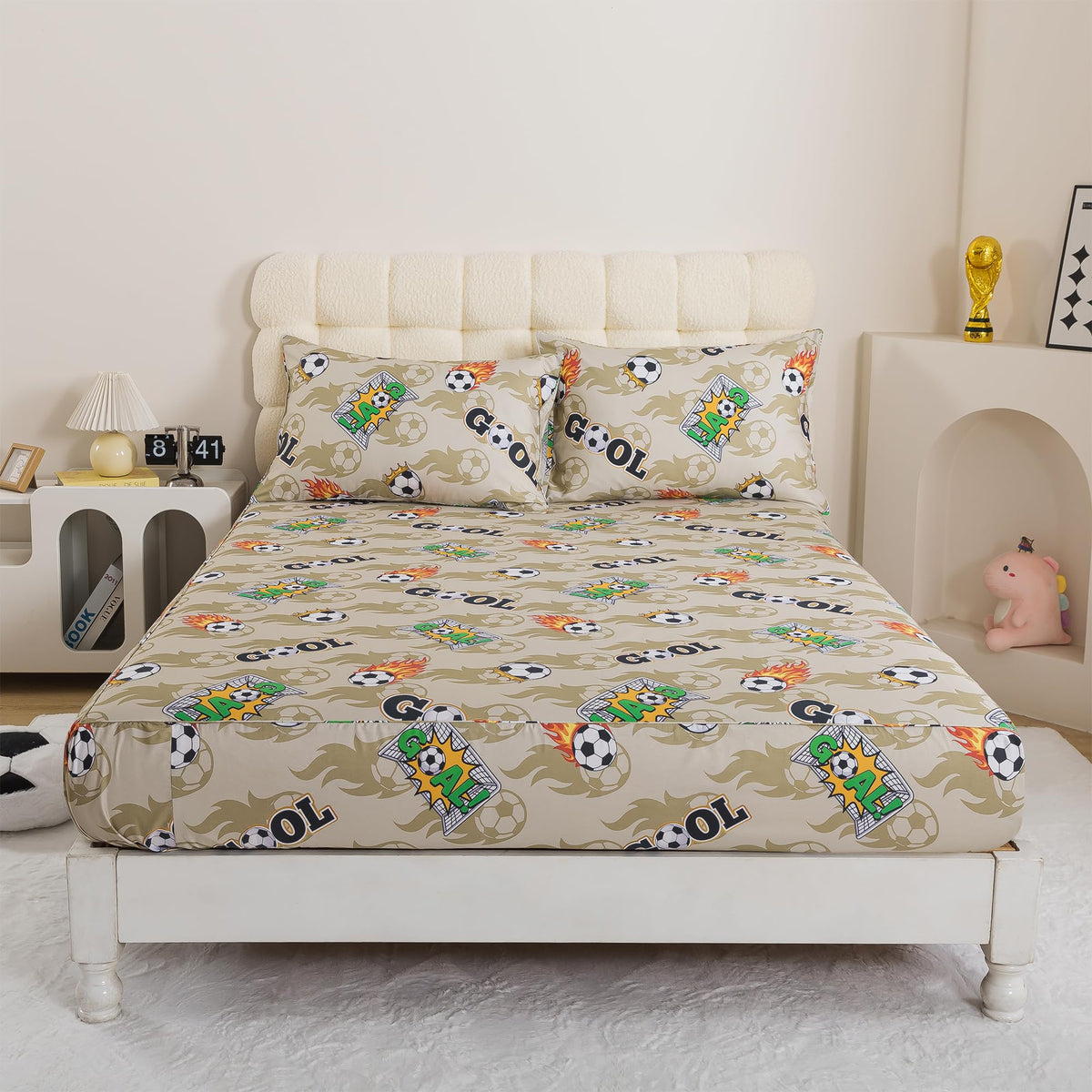 FADFAY 100% Cotton Sheets Set King, Soft Breathable Soccerr Bedding Set, Sage Green