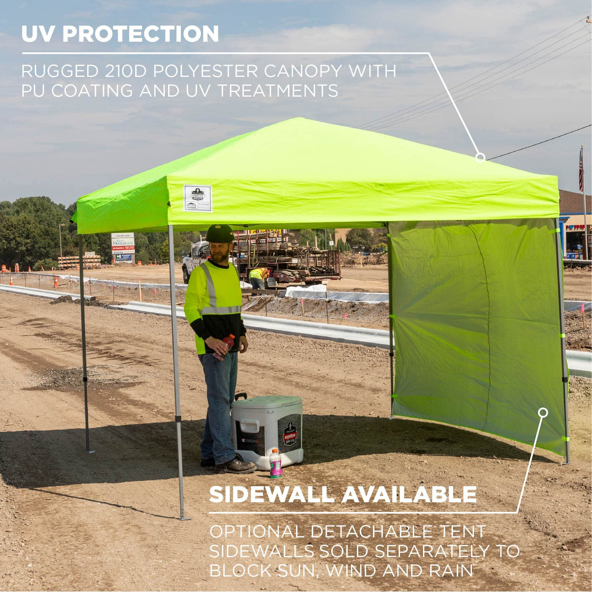 Ergodyne SHAX 6010 Pop-Up Canopy Tent, Lightweight, 10' x 10', Lime