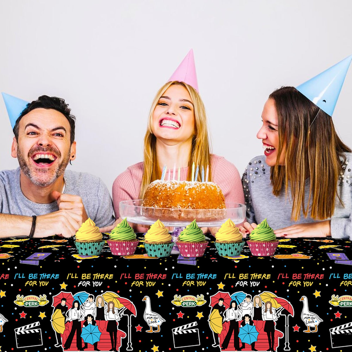 CC HOME 1Pc Party Plastic Tablecloth 54 x 87 Inch Long Table Cover, I'll be There Party Tablecover for Family Bestie Kids Baby Shower Birthday Dinner Picnic Kitchen Event Use