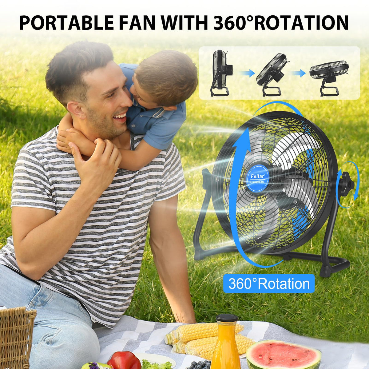 Feltar 16in Portable Solar Fan