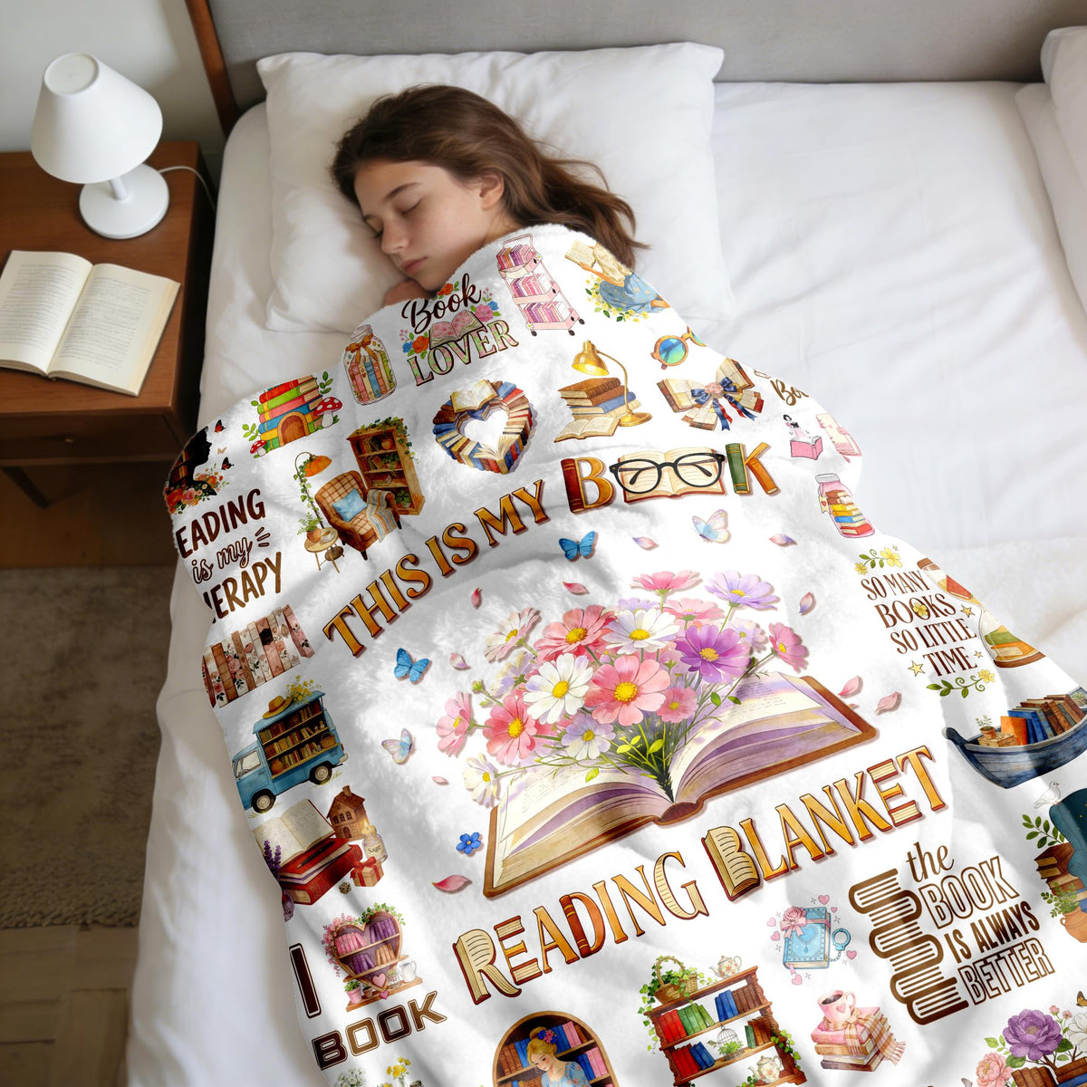 Book Blanket Gifts for Book Lovers Soft Flannel Reading Throw Blanket Merch Stuff Decor for Women Girls 50"X 40"