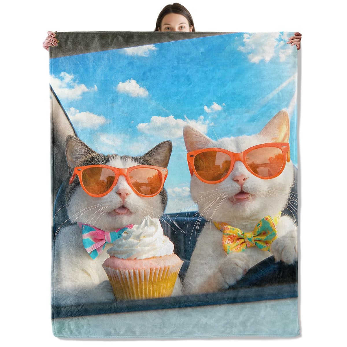 wyxdwh Cool Cats Blanket, Cozy Flannel Hilarious Road Trip Throw Blanket for Couch Outdoor, Plush Soft Lightweight Travel Funny Kitten Blankets for Bed Decor and Gifts, for Women Adults Kids 50"x60"