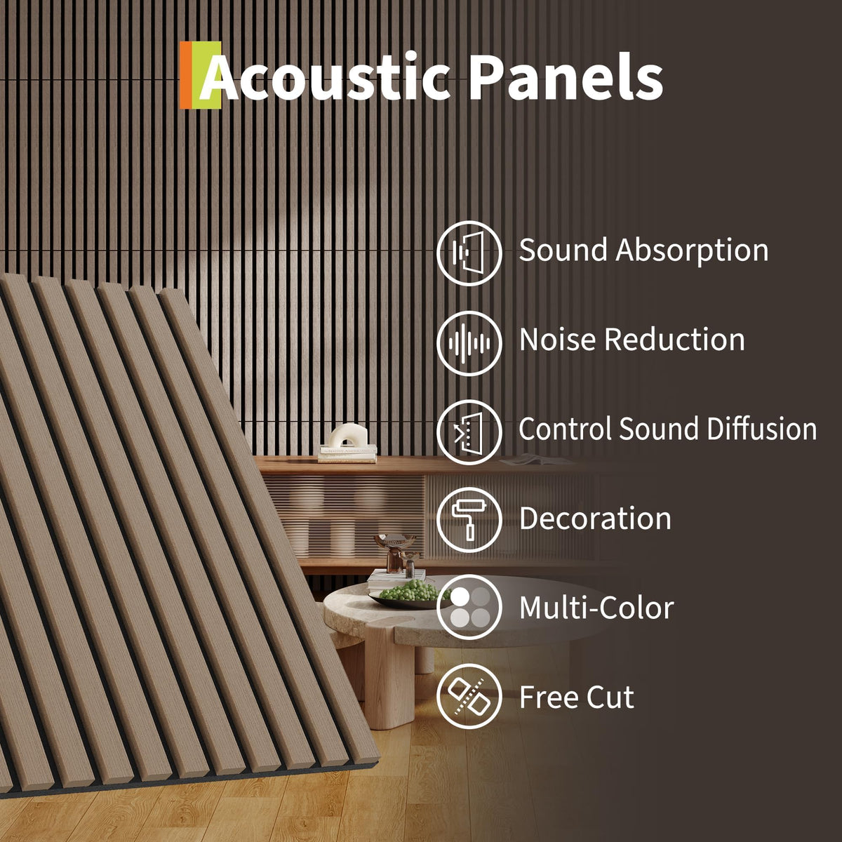 Sound Panels,8-Pack Wood Acoustic Wall Panels, 23.6x23.6 Inch,Sound Absorbing Tiles for Noise Reduction - Decorative Wall Covering for Home Theater, Studio, Office, Bedroom & Living Room Decor (31 Sq