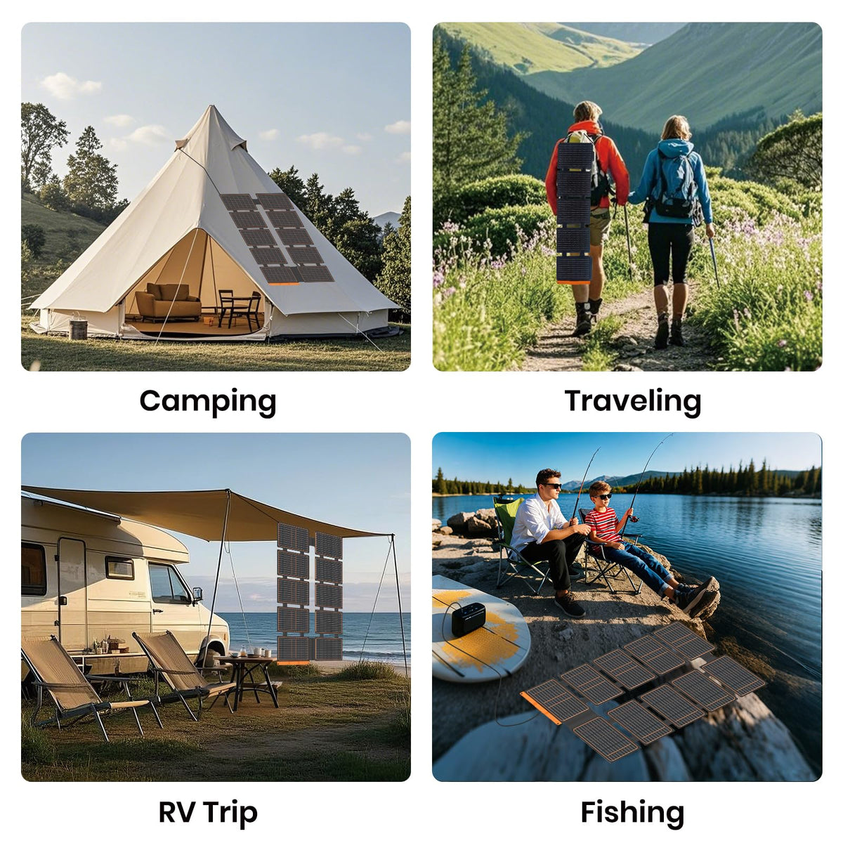 FlexSolar 100W Portable Solar Panel - 24% High Efficiency, IP67 Waterproof, QC3.0 USB-A/USB-C/DC Output for Small Power Station, Camping, RV & Emergency