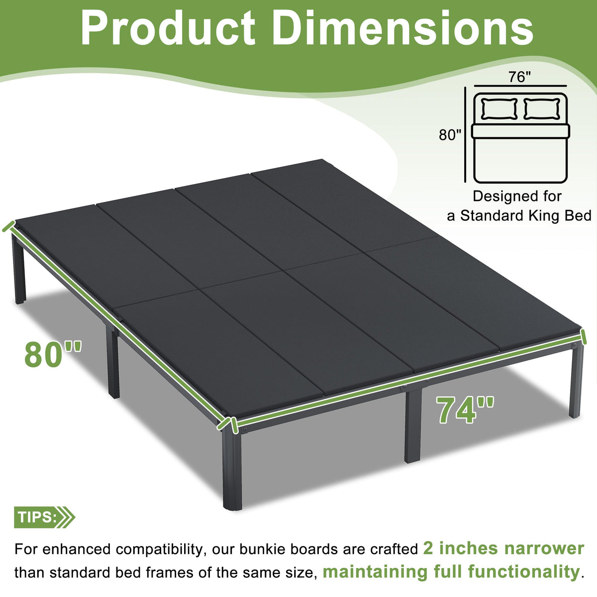 Yicensen Bunkie Board King, High Density King Size Bunkie Board, Bed Support, Moisture-Resistant, Anti-Slip, Breathable