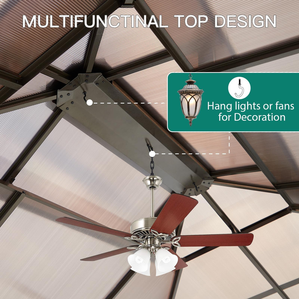 10x13 Hardtop Gazebo, Double Galvanized Steel Roof Outdoor Gazebo with Aluminum Frame, Curtains and Netting Included for Patio, Backyard, Garden Parties