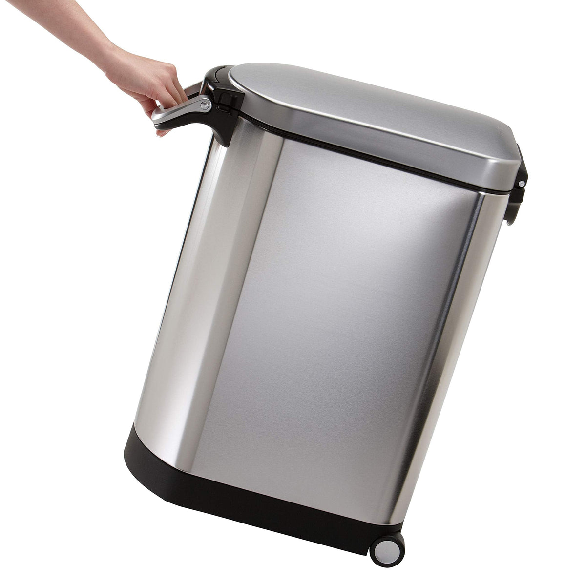 simplehuman Large Pet Food Storage Container, Holds 30-35 lb / 14-16 kg of Dry Dog Food, Cat Food, or Bird Seed, Airtight Lock-Tight Lid with Magnetic Scoop, BPA-Free, Brushed Stainless Steel