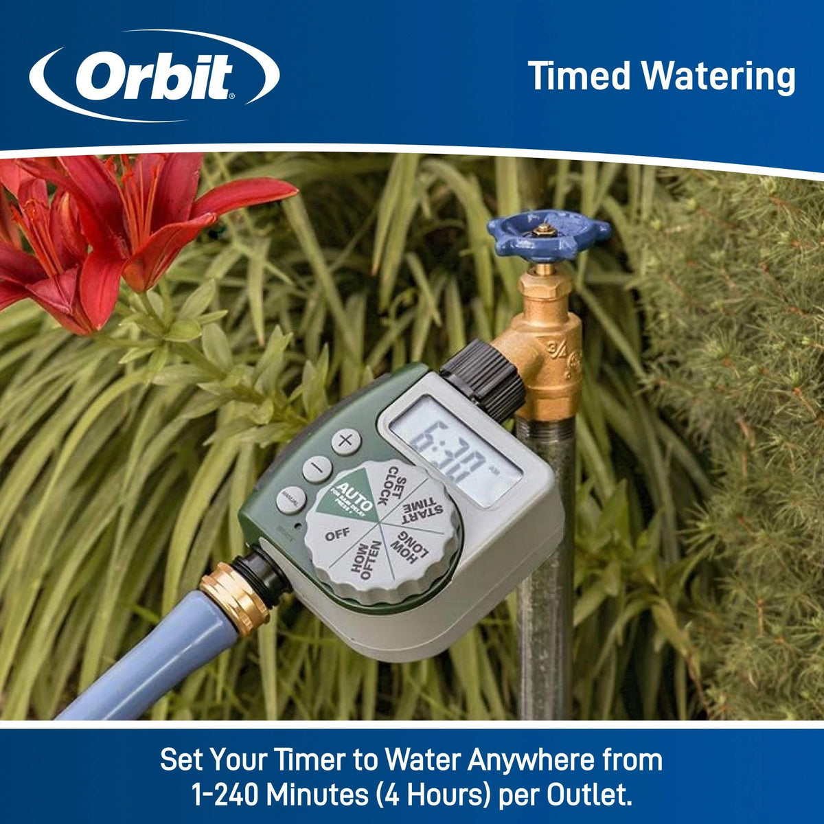 Orbit 62067 1-Outlet Programmable Digital Hose Watering Timer, 2-Pack