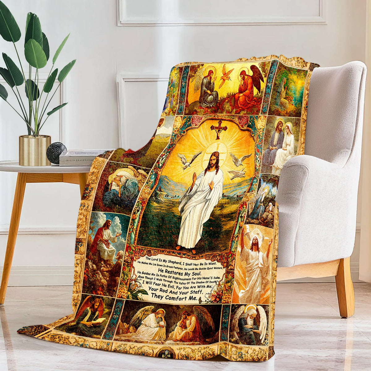 Christian Jesus Blanket Christian Prayer & Scripture Throw Blanket - Inspirational Bible Verses, Ultra-Soft Lightweight Flannel (60"X50") for Adults & Kids - Uplifting Faith Gift
