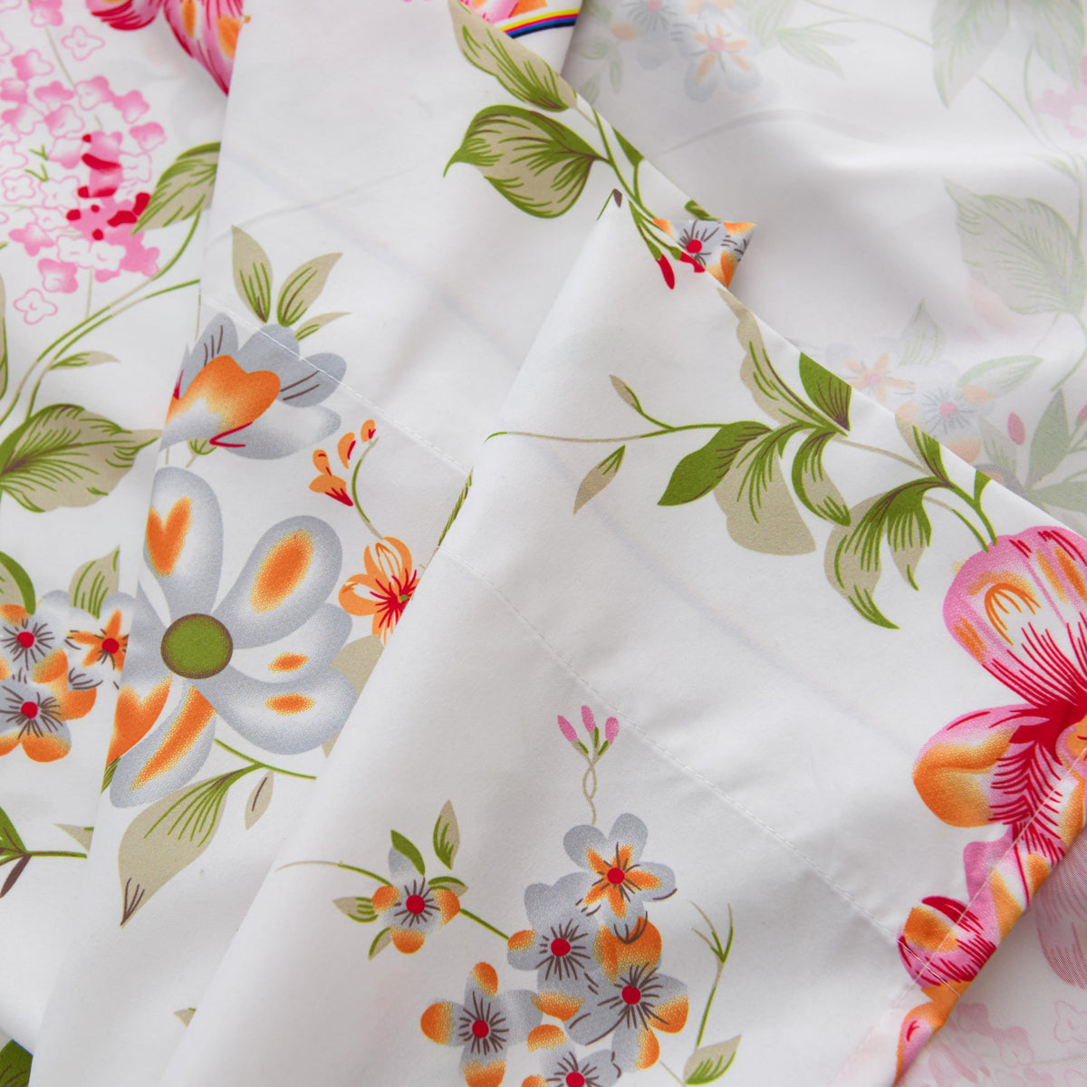 Spirit Linen Home 6-Piece Queen Size Bed Sheet Set - Deep Pocket, Floral Print Design, Soft and Breathable Bed Sheets, Microfiber Material, Includes 1 Fitted, 1 Flat, 4 Pillowcases - Pink/Green Floral