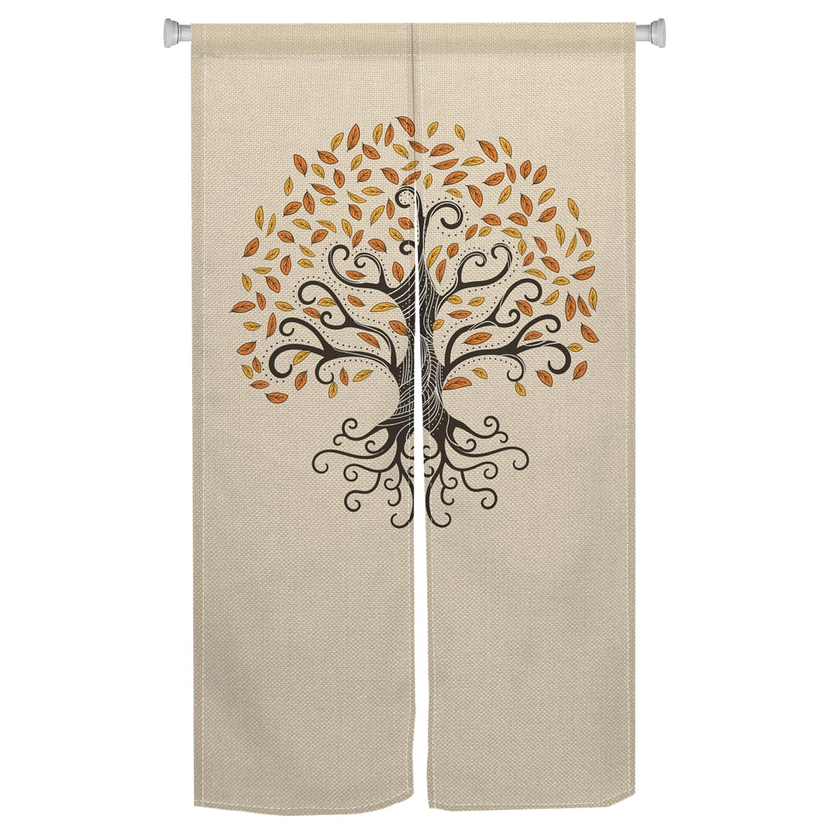 XMJJKUF Tree Japanese Noren Doorway Curtain Life Bohemia Style Printed Long Style Window Treatment Feng Shui Door Curtain Tapestry for Room Divider Kitchen Home Decorations,33.5"x 70.9"