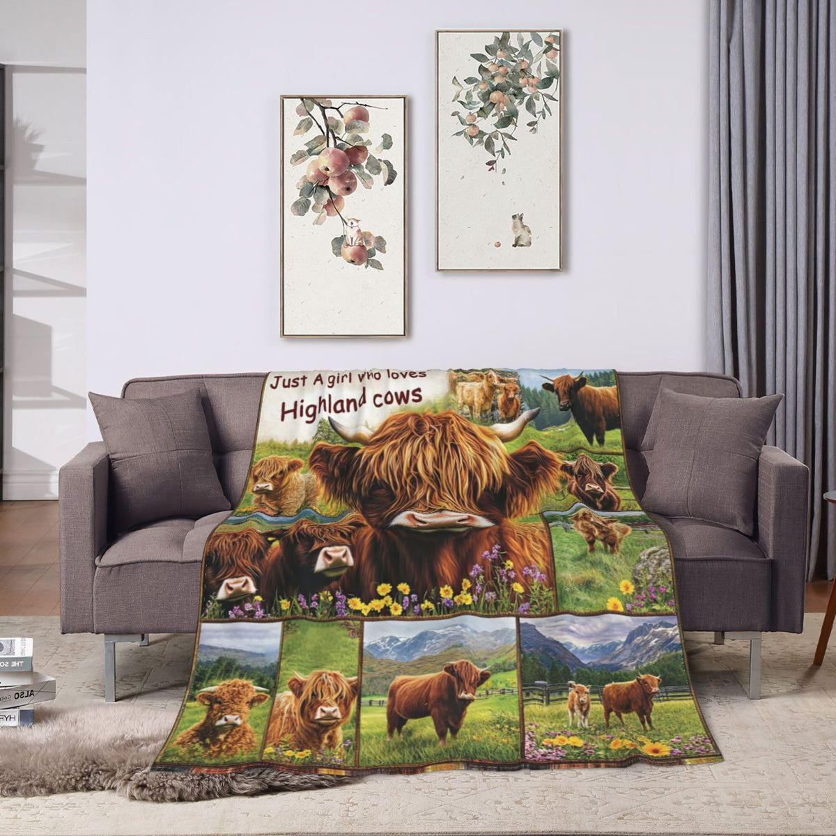 Highland Cow Blanket Highland Cow Decor Cozy Animal Throw Super Soft Plush Flannel Fleece Blanket Gift for Kids Adults Men Women Ultra Warm & Lightweight Flannel, 50"X40"