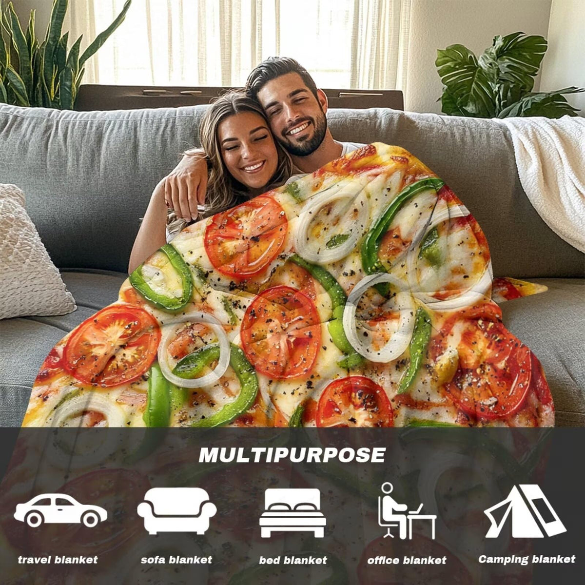 UOQFHHM British Pizza Print Throw Blanket Round Throw Blanket Flannel Food Blanket for Kids Novelty Weird Stuff and Gag Gifts Small