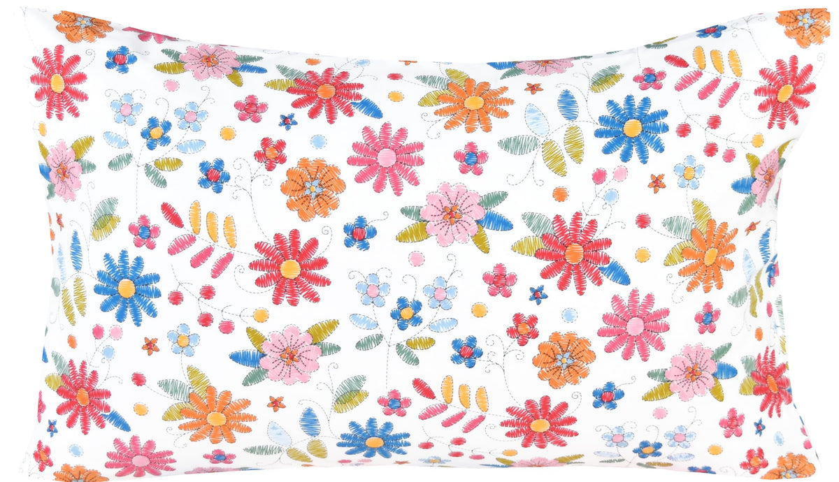 Scientific Sleep Kids Hand Sketch Flower Leaves Pastoral Garden Cute 100% Cotton 3 Pcs Twin Bed Sheet Set Kids Girls Teen, Flat Sheet & Fitted Sheet & Pillowcase Girls Room Decro Bedding Set