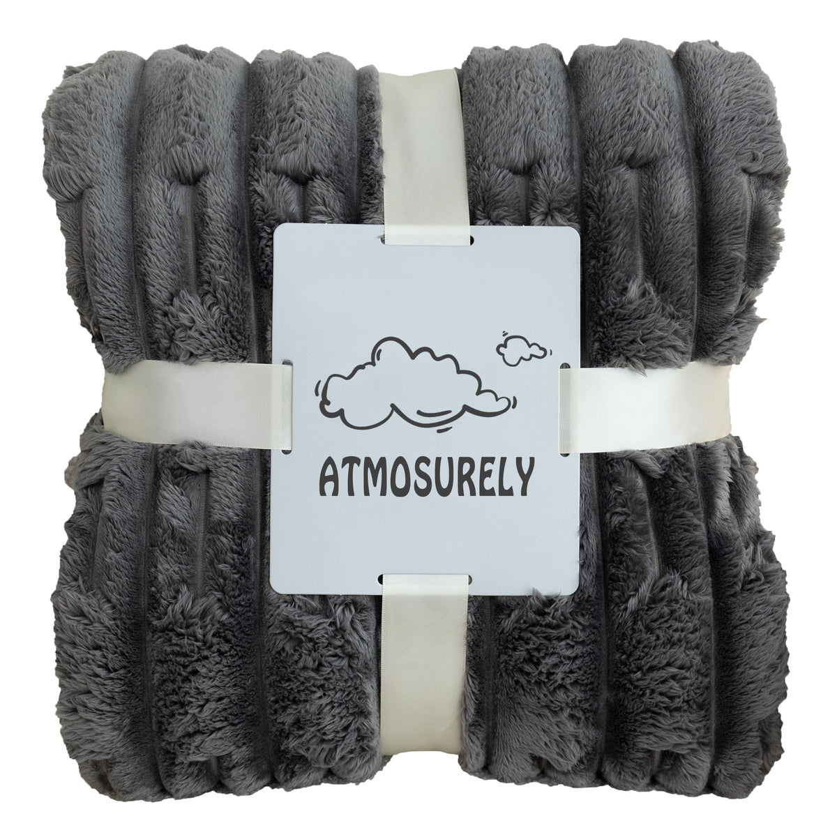 ATMOSURELY Ultra Soft Cozy Black Knot Texture Fleece Throw Blanket for Couch Lightweight Fluffy Striped Flannel Blanket All Season for Sofa Bed Camping Travel 50x60 Inches (Black, Throw)