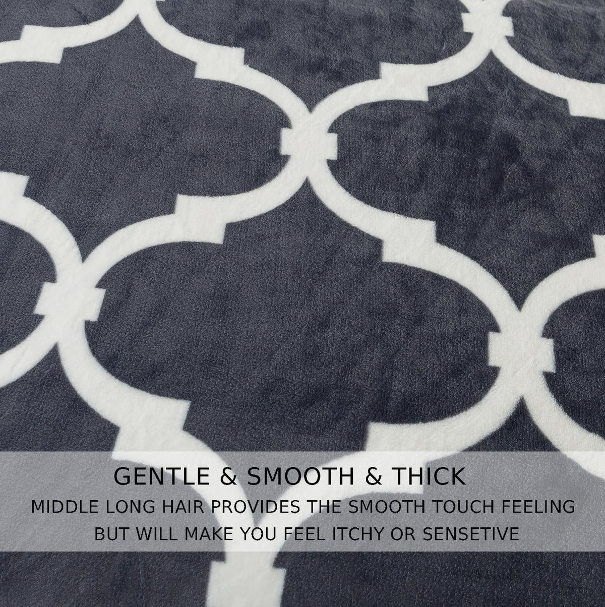 HOZY Gray Pattern King Size Blanket,90x108 Inches Microfiber Soft Cozy Fluffy Warm Hand Made Throw Blankets for King Calking Bed,Couch, Sofa, Chair, Camping, Picnic,Grey and White