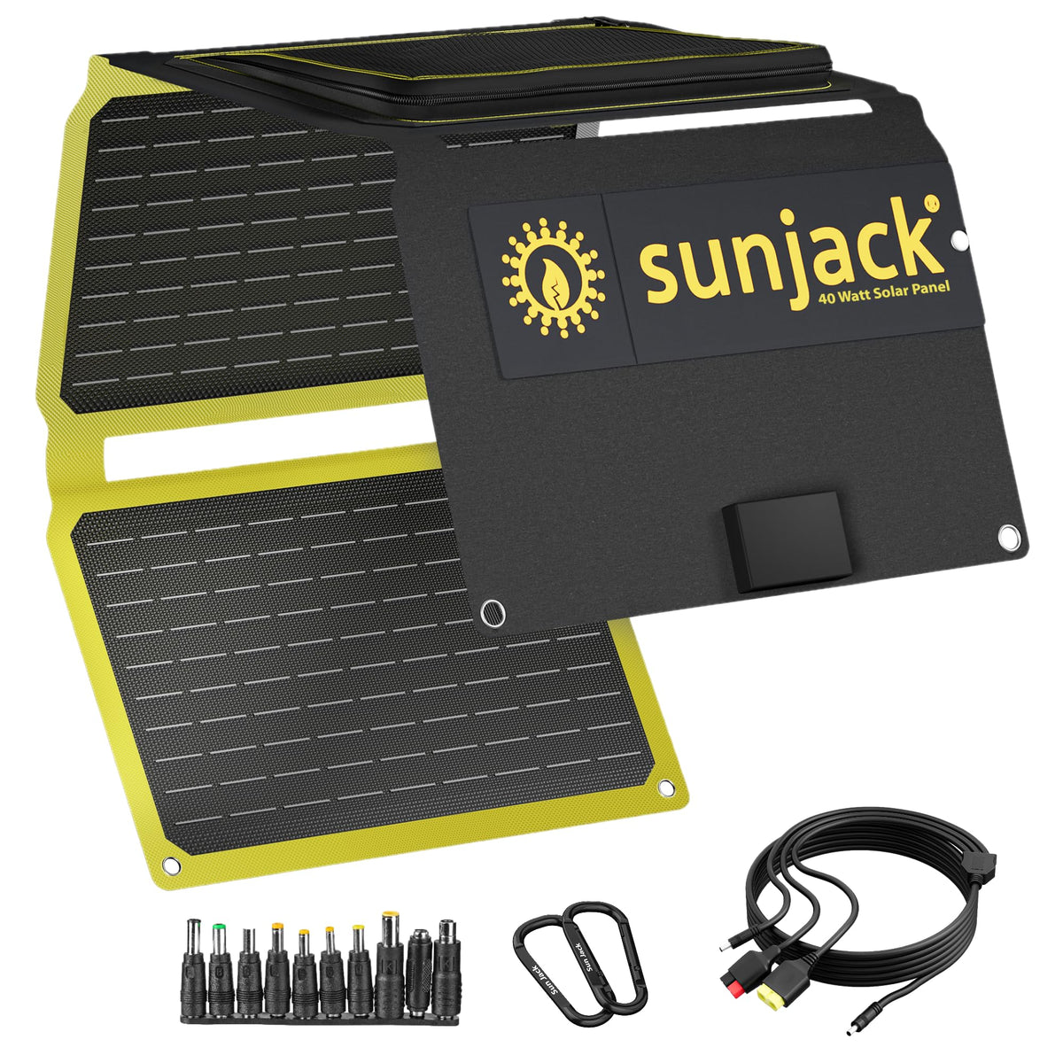 SunJack – 40 Watt Foldable Solar Panel, ETFE Waterproof Portable Solar Panel with Kickstands, USB-C PD30W, USB-A QC3.0, DC Output, Solar Panels for Camping, Hiking, Emergency Power