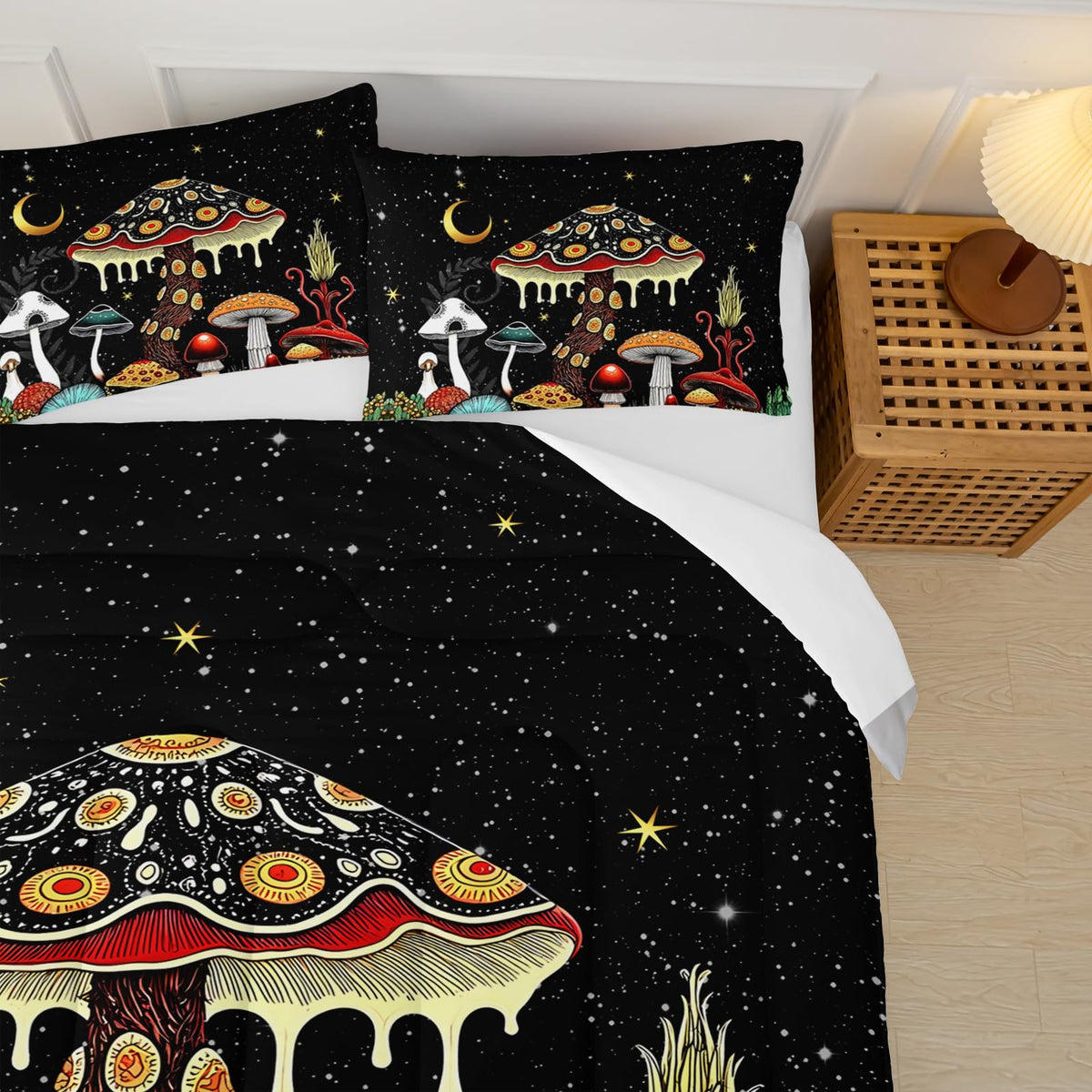 lneffble Mushroom Comforter Full Bed Set，Full Size Mushroom Bedding Set，with 1 Comforter with 2 Pillow Case