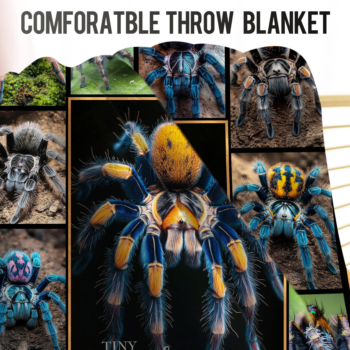 Levens Personalized Spider Blanket Gifts for Tarantula Lovers 60"x50" Custom Blanket with Name, Tarantula Throw Blanket for Men Women Kids Soft Flannel Blanket for Couch Sofa Bed Birthday Gifts Idea