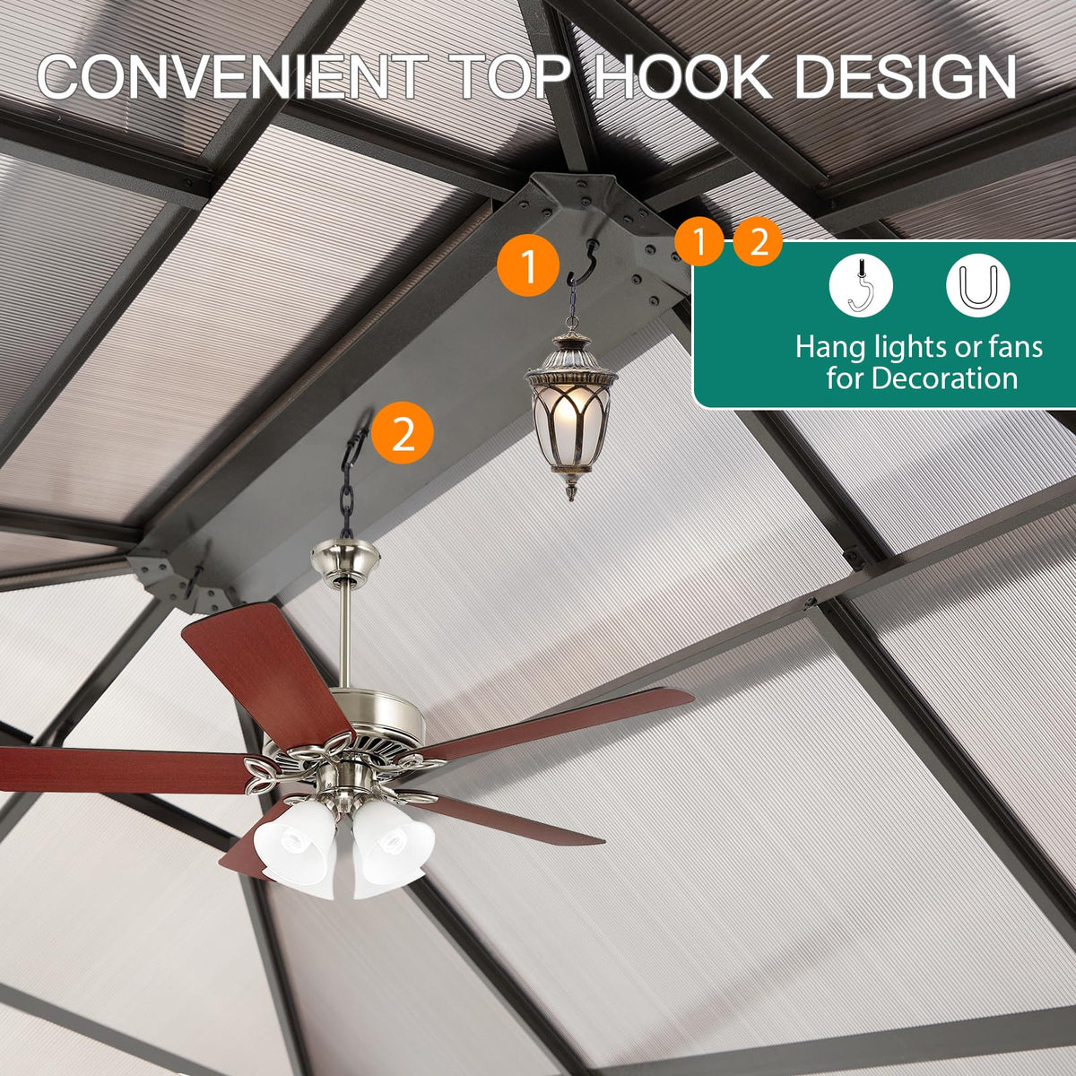 10' X 12' Hardtop Gazebo Canopy, Double Roof Canopy with Netting and Curtains, Outdoor Aluminum Frame Pergola, Heavy Duty Permanent Metal Pavilion for Patio Deck Backyard, Khaki
