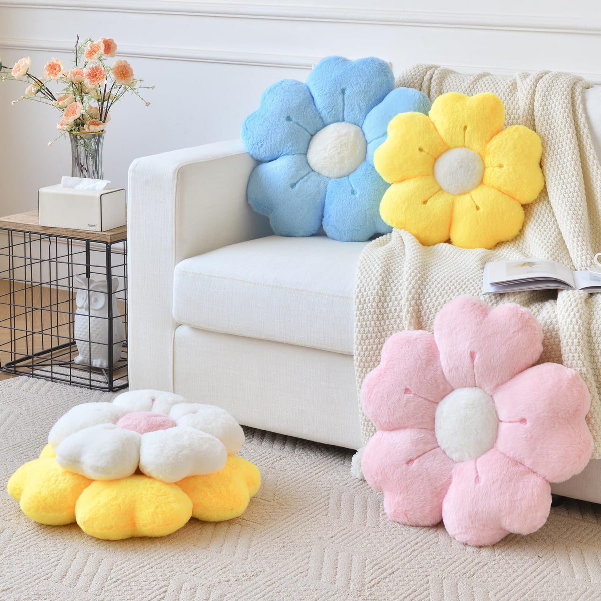 Ddliury Flower Pillow, Cute Decorative Throw Pillows for Couch Bed
