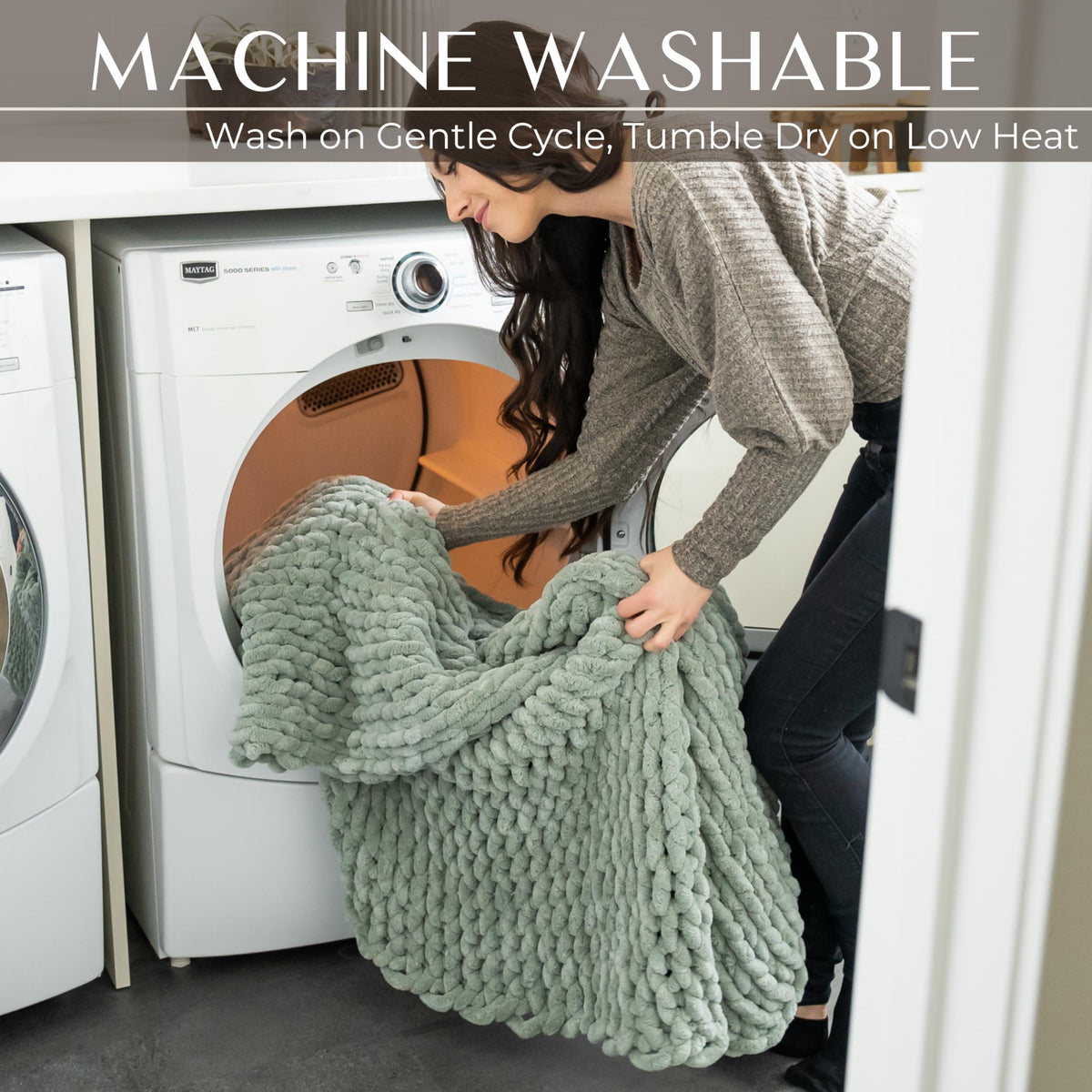 SAMIAH LUXE Chunky Knit Throw Blanket 50x60, Graphite Gray Chenille Throw Blanket for Couch Bed Sofa, Soft Fluffy Cable Knit Blanket, Oeko-TEX Certified, Machine Washable