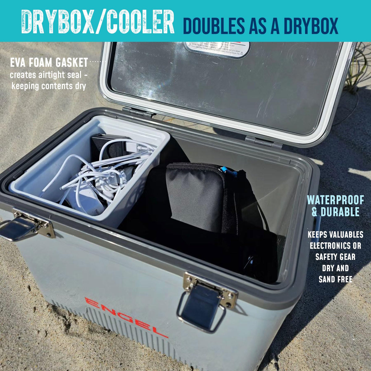Engel UC19 19qt Leak-Proof, Air Tight, Drybox Cooler and 32°F Cooler Packs for Boating, Camping, Fishing, Hiking & Food Storage