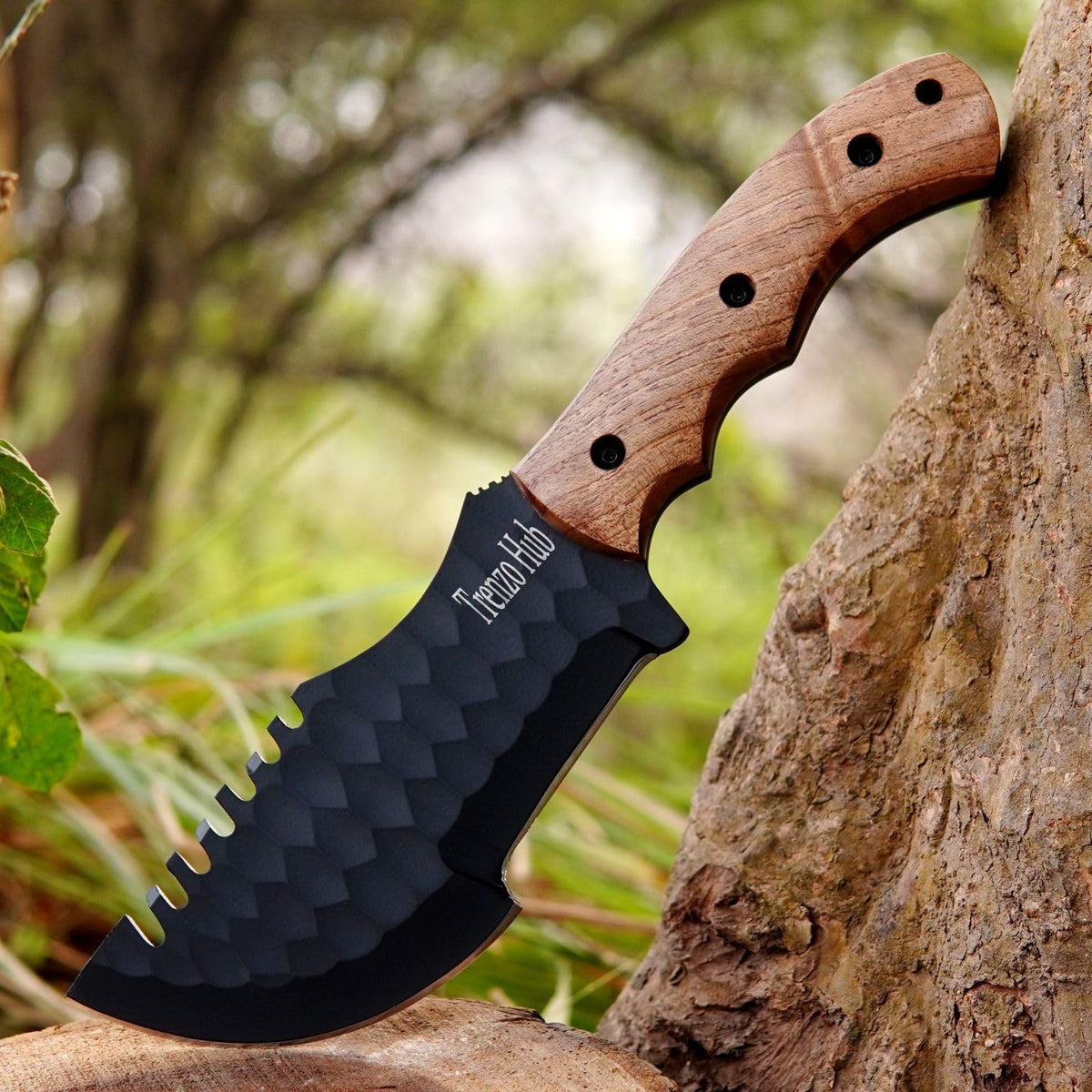 Fixed Blade Knife - 11.5” Handmade Tracker Knife with Bone Handle and Ferro Rod, Hunting Knife with Sheath, Full Tang Tactical Survival Knives for Men, 1095c High Carbon Steel for Camping, Hunting & Outdoor Use