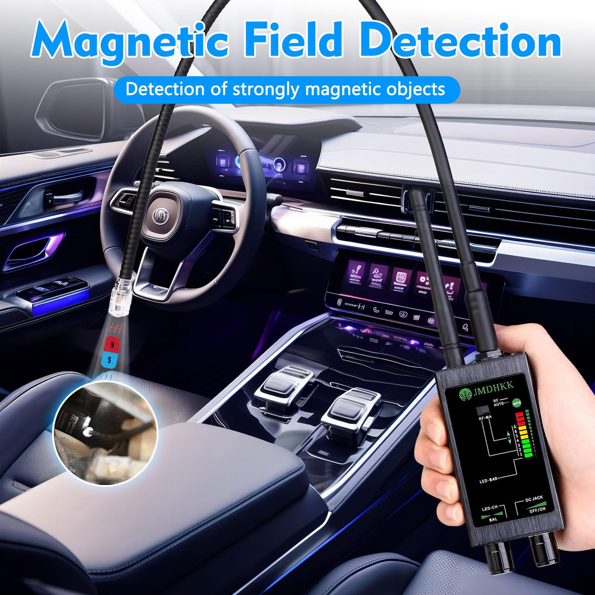 JMDHKK M8000 Hidden Camera Detector, Bug Detector,Camera Finder, Signal Detector for Hotels, Travels, Vehicles, Offices, Public Fitting Rooms (Black)