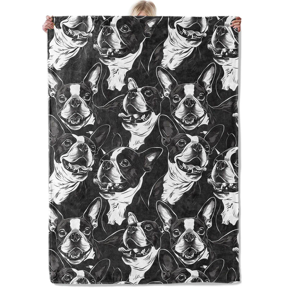 Aonimonis Boston Terrier Dog Throw Blanket Gifts for Women, Soft Fuzzy Warm Cozy Flannel Blankets for Bedroom, Travel, Couch, Home Decor 50x60 in