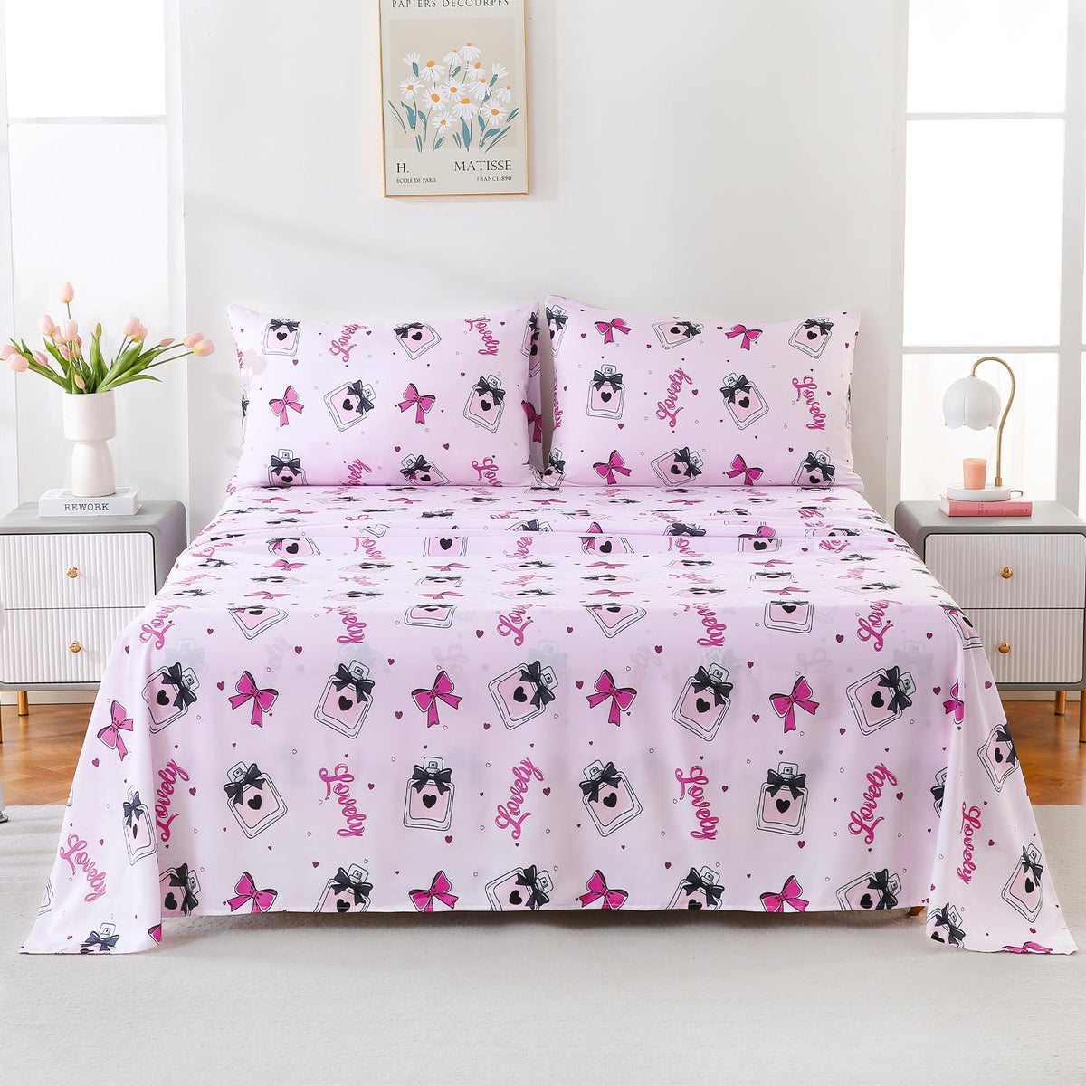 ChicView Twin Sheet Set Kids,3 Pieces Breathable Soft Microfiber Bedsheets for Child Boys Girls, Anti Pilling Deep Pockets Easy Care Bed Sheets, Perfume